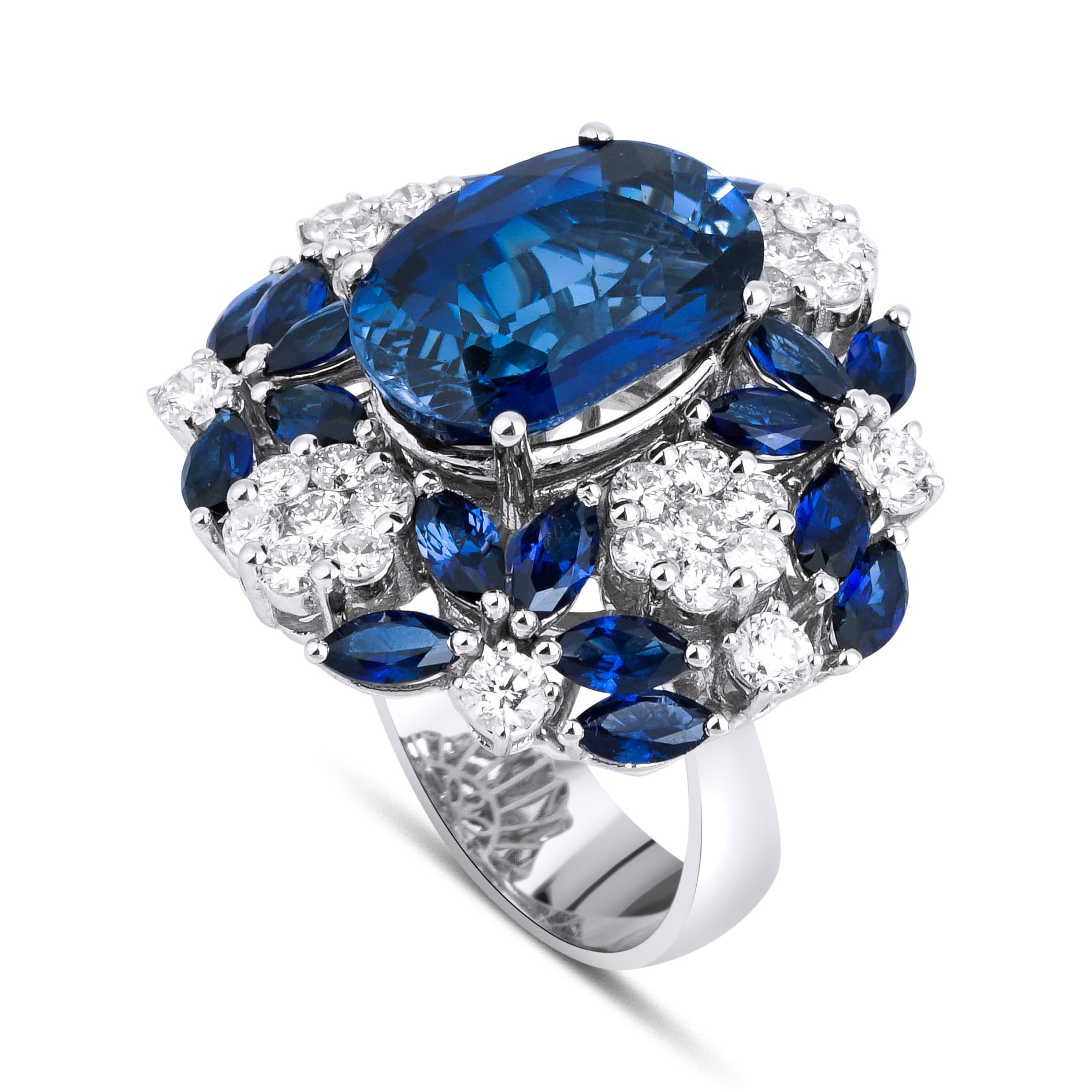 Titanic Tiefblauer Saphir 14K Diamant Ring, Gold Blauer Verlobungsring, Ehering, Schmuck von PiecesOfMeDiamond