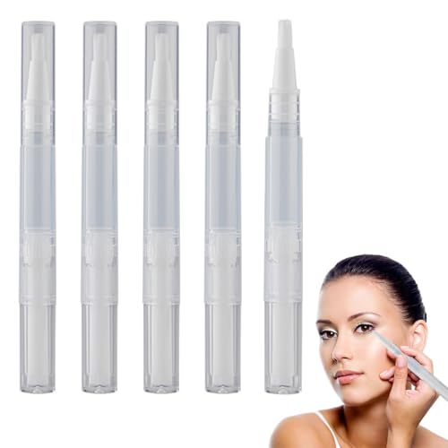 5 Stück Leerer Nagelöl Stift Bürsten Applikator, Transparenter Drehstifte Lip Gloss Flasche Tube, Transparenter Drehstifte Lip Gloss Flasche Tube, Nagellack Tuben Nagelölstift Nachfüllbar Kosmetische von MKEAWWU