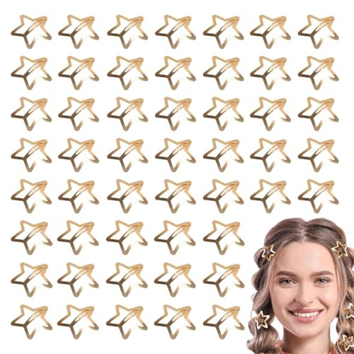 50 Stück Metall-Stern-Haarspangen mit Schnappverschluss, silberfarben, niedliche kleine Haarspangen, ausgehöhlte Sterne-Haarnadel Haarspangen Frauen Einfache Mini Metall Zubehör Snap Kopfschmuck von MKEAWWU
