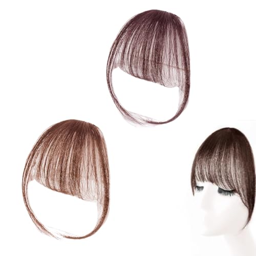 Clip in Pony in Bangs mit Schläfen Fringe für Frauen Extension Clip in Pony Haare Haarverlängerungen Flat Bang mit Schläfen Echthaar Front Face Fringe Pony Haarteile Pony Extension für Frauen das von MKEAWWU