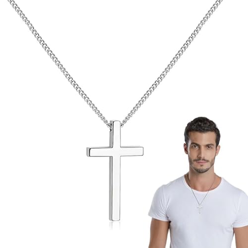 MKEAWWU Collana Uomo Donna, Croce Collane Girocollo Uomo Acciaio Inox,Collana Uomo, Catena Con Pendente Croce Catenina Rapper, Retrò Catenella Acciaio Inossidabile Ciondolo Pendaglio von MKEAWWU