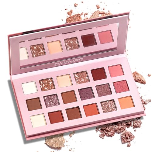 MKEAWWU Palette Ombretti, 18 Colori Brillanti E Opachi Altamente Pigmentati Per Trucchi Occhi Natural - Make Up Professionali Formato Viaggio Con Specchio von MKEAWWU