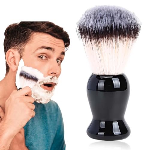 MKEAWWU Rasierpinsel aus Synthetik, schwarz, 1 Stück, Bartbürste für Männer, 10.5 cm lang, perfekt als Geschenk Pezzo Pennello von MKEAWWU