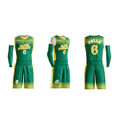 Benutzerdefiniertes Basketball Trikot hemden für Männer : Erstellen Sie Ihr eigenes benutzerdefiniertes Basketballtrikot, 10XS-8XL (Gelbgrün) von MKEING