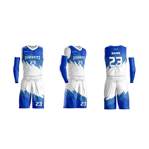 MKEING Benutzerdefiniertes Basketball Trikot Herren Shorts：Herren-Basketballtrikot Personalisierte Sportuniform für Herren/Jugendliche 4XS-8XL. (Bai Shanghai) von MKEING