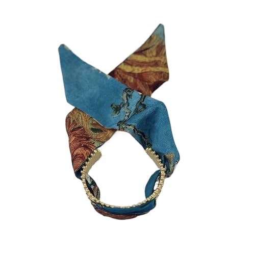 1PC Western Retro Style Goldener Seidenschal Offenes breites Armband Nische Übertriebenes Armband(Narrowblueversion) von MKEMQXBEP