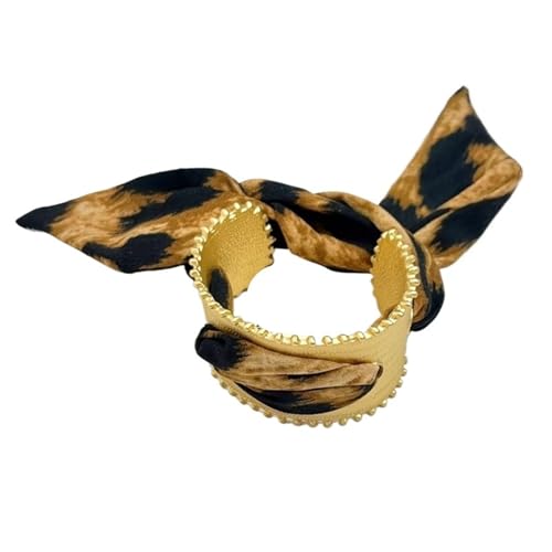 1PC Western Retro Style Goldener Seidenschal Offenes breites Armband Nische Übertriebenes Armband(Wideleopardprint) von MKEMQXBEP