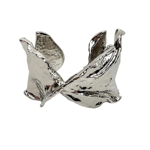 Europäisches und amerikanisches Metallknoten-Armband mit verdrehter Öffnung und unregelmäßiger Textur, plissiertes Armband(Silver 1PC) von MKEMQXBEP