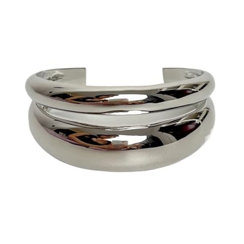 Europäisches und amerikanisches unregelmäßiges, glasiertes offenes Armband aus Metall mit Nischenpersönlichkeit und breiter Version(Silver 1PC) von MKEMQXBEP