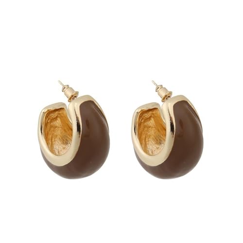 Französischer Retro-Ohrring mit Emaille-Glasur in C-Form(Brown 1PC) von MKEMQXBEP