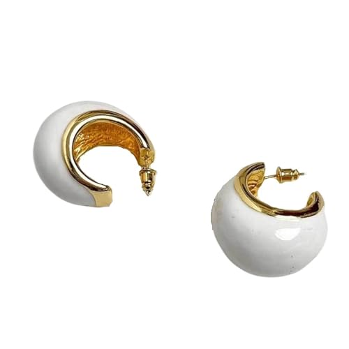 Französischer Retro-Ohrring mit Emaille-Glasur in C-Form(White 1PC) von MKEMQXBEP