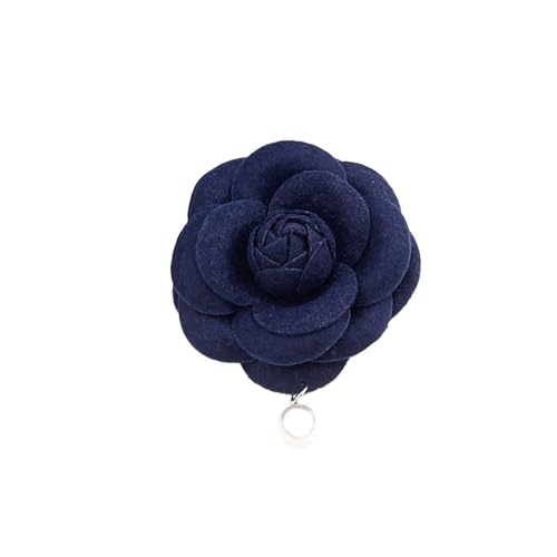 Frauen Kleine Imitation Wolle Imitation Perle Brosche Antike Retro Kamelie Pin Brosche(Blue) von MKEMQXBEP