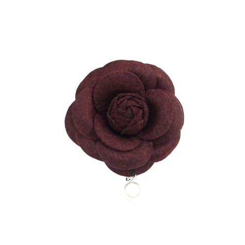 Frauen Kleine Imitation Wolle Imitation Perle Brosche Antike Retro Kamelie Pin Brosche(Coffee) von MKEMQXBEP