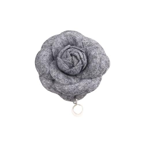 Frauen Kleine Imitation Wolle Imitation Perle Brosche Antike Retro Kamelie Pin Brosche(Gray) von MKEMQXBEP