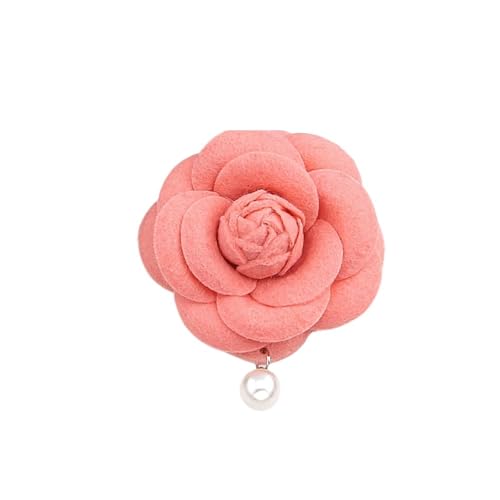 Frauen Kleine Imitation Wolle Imitation Perle Brosche Antike Retro Kamelie Pin Brosche(PINK) von MKEMQXBEP
