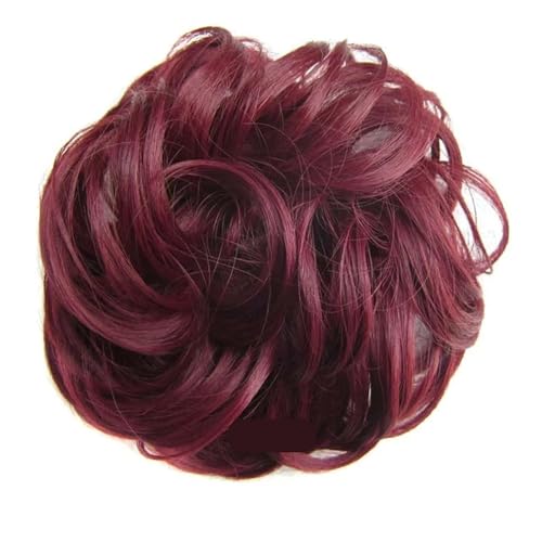 Groß Dutt Haarteil 1 Stück synthetischer, flexibler, elastischer Damen-Haarknoten for unordentliches Haar, Schwarz, Braun, Blond, lockig, Haargummi, Chignon-Haarteil(#99J) von MKEMQXBEP