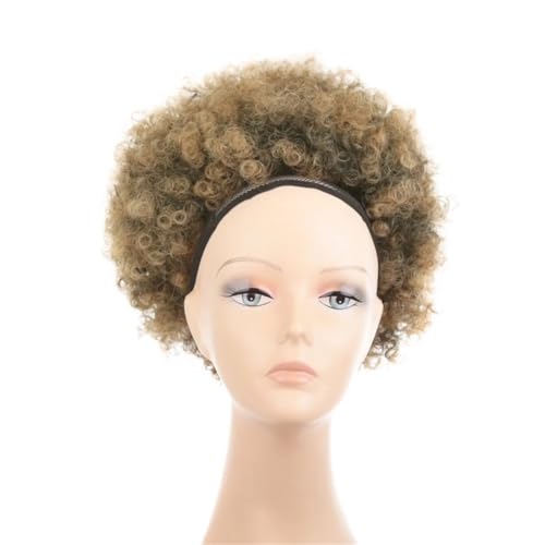 Groß Dutt Haarteil 1 Stücke 10 zoll Kurze Synthetische Haarknoten Kordelzug Pferdeschwanz Afro Puff Chignon for Schwarze Frauen Verworrene Lockige Hochsteckfrisur Clip Haarverlängerung(T1B/27) von MKEMQXBEP