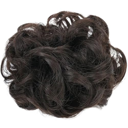 Groß Dutt Haarteil 2 Stücke Flauschige Unsichtbare Nahtlose Brötchen Natürlichen Look Synthetische Haarring Flauschige Haardekoration Frauen Haargummi Flechten Haar Styling(Brown Black(Curl)) von MKEMQXBEP