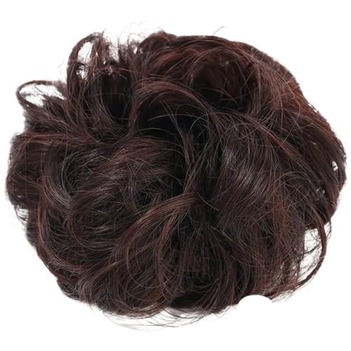 Groß Dutt Haarteil 2 Stücke Flauschige Unsichtbare Nahtlose Brötchen Natürlichen Look Synthetische Haarring Flauschige Haardekoration Frauen Haargummi Flechten Haar Styling(Dark Brown (Curl)) von MKEMQXBEP