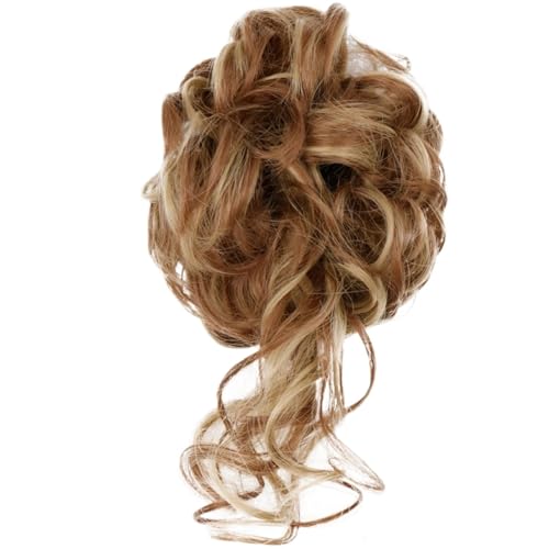 Groß Dutt Haarteil 2 Stücke Synthetische Unordentliche Lockige Haargummi Mit Gummiband Schwarz Gold Hitzebeständige Hochtemperaturfaser Frauen Dutt Haarteile(#144) von MKEMQXBEP