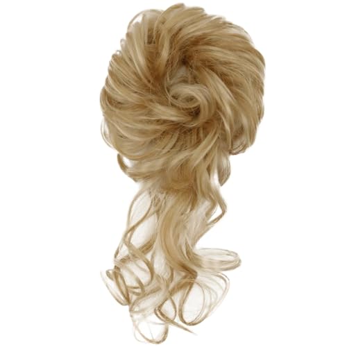 Groß Dutt Haarteil 2 Stücke Synthetische Unordentliche Lockige Haargummi Mit Gummiband Schwarz Gold Hitzebeständige Hochtemperaturfaser Frauen Dutt Haarteile(P1B/613) von MKEMQXBEP