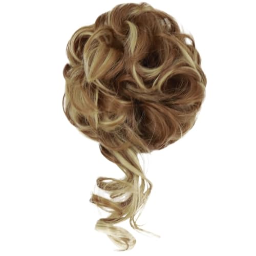 Groß Dutt Haarteil 2 Stücke Synthetische Unordentliche Lockige Haargummi Mit Gummiband Schwarz Gold Hitzebeständige Hochtemperaturfaser Frauen Dutt Haarteile(P2/613) von MKEMQXBEP