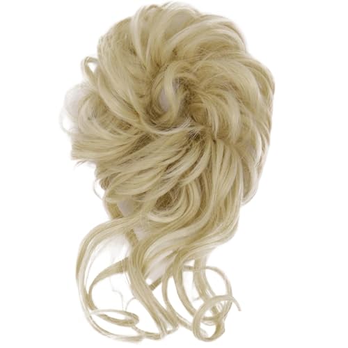 Groß Dutt Haarteil 2 Stücke Synthetische Unordentliche Lockige Haargummi Mit Gummiband Schwarz Gold Hitzebeständige Hochtemperaturfaser Frauen Dutt Haarteile(P4/30) von MKEMQXBEP