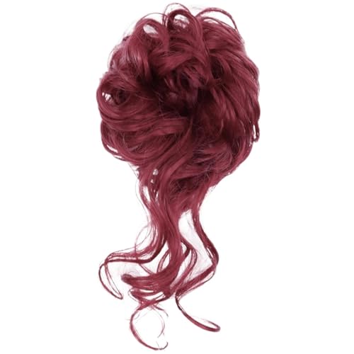 Groß Dutt Haarteil 2 Stücke Synthetische Unordentliche Lockige Haargummi Mit Gummiband Schwarz Gold Hitzebeständige Hochtemperaturfaser Frauen Dutt Haarteile(T1B/33) von MKEMQXBEP