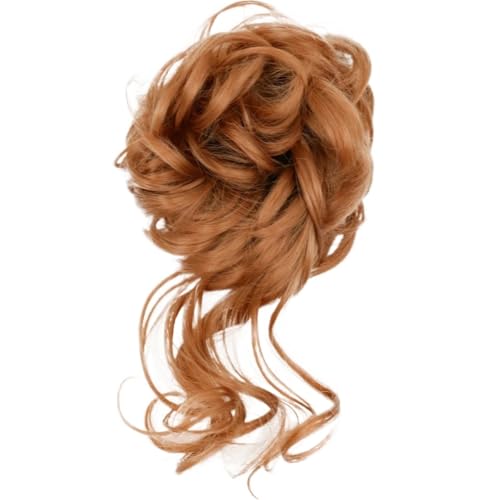 Groß Dutt Haarteil 2 Stücke Synthetische Unordentliche Lockige Haargummi Mit Gummiband Schwarz Gold Hitzebeständige Hochtemperaturfaser Frauen Dutt Haarteile(T1B/350) von MKEMQXBEP