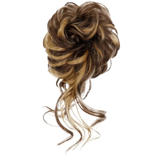 Groß Dutt Haarteil 2 Stücke Synthetische Unordentliche Lockige Haargummi Mit Gummiband Schwarz Gold Hitzebeständige Hochtemperaturfaser Frauen Dutt Haarteile(T1B/4/30) von MKEMQXBEP