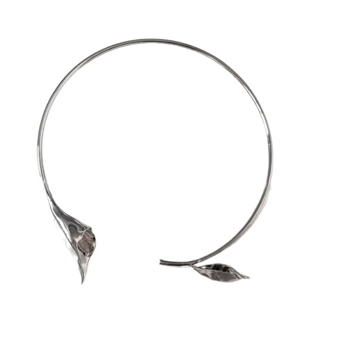 MKEMQXBEP Erklärung Blatt Blume Öffnen Choker Drehmomente Hip Hop Party for Frauen Vintage Metall Kragen Goth Schmuck(Silver 1PC) von MKEMQXBEP