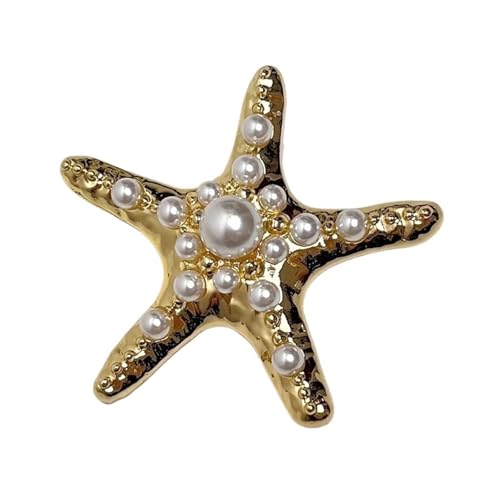 MKEMQXBEP Europäische und amerikanische Nischendesign übertrieben Seestern Brosche weibliche Perle Pin(Gold 1pc) von MKEMQXBEP