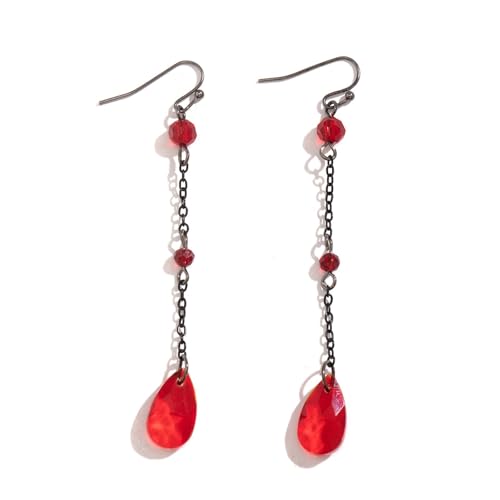MKEMQXBEP Europäische und amerikanische Retro-gotische Blut tropfende Quaste Halskette Ohrringe for Frauen(S12 1PC) von MKEMQXBEP