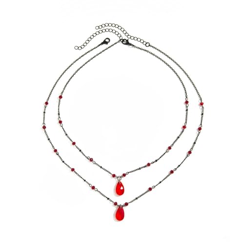 MKEMQXBEP Europäische und amerikanische Retro-gotische Blut tropfende Quaste Halskette Ohrringe for Frauen(S15 1PC) von MKEMQXBEP