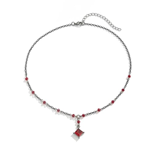 MKEMQXBEP Europäische und amerikanische Retro-gotische Blut tropfende Quaste Halskette Ohrringe for Frauen(S16 1PC) von MKEMQXBEP