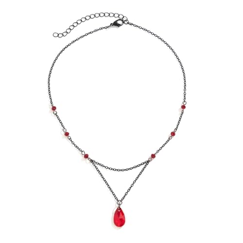 MKEMQXBEP Europäische und amerikanische Retro-gotische Blut tropfende Quaste Halskette Ohrringe for Frauen(S8 1PC) von MKEMQXBEP