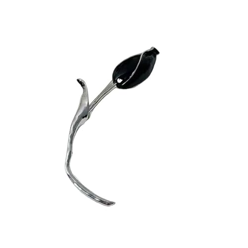 MKEMQXBEP Europäischer amerikanischer modischer Retro-Metall-Tulpenblütenknospenbrosche Damenschmuck(Black 1pc) von MKEMQXBEP