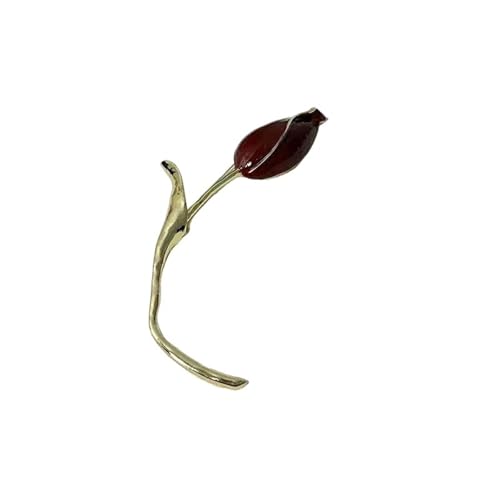 MKEMQXBEP Europäischer amerikanischer modischer Retro-Metall-Tulpenblütenknospenbrosche Damenschmuck(Red 1pc) von MKEMQXBEP
