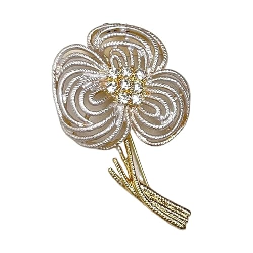 MKEMQXBEP Filigrane Brosche mit dreiblättrigem Blütenblatt und gedrehtem Draht for Damenbekleidungszubehör(Matt Silver 1pc) von MKEMQXBEP