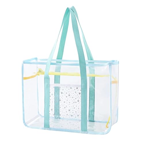 MKEMQXBEP Große Kapazität PVC wasserdichte Strand Umhängetasche for Frauen transparent Mesh Hollow Tote Bag(Green 1PC) von MKEMQXBEP