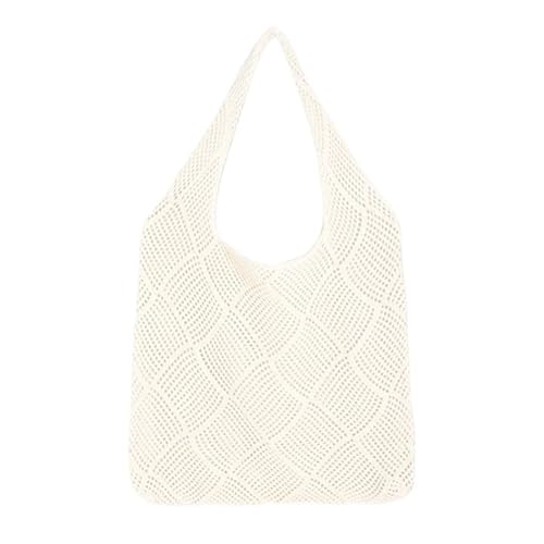 MKEMQXBEP Häkeltaschen for Damen, Sommer-Strandtasche(BEIGE 1PC) von MKEMQXBEP