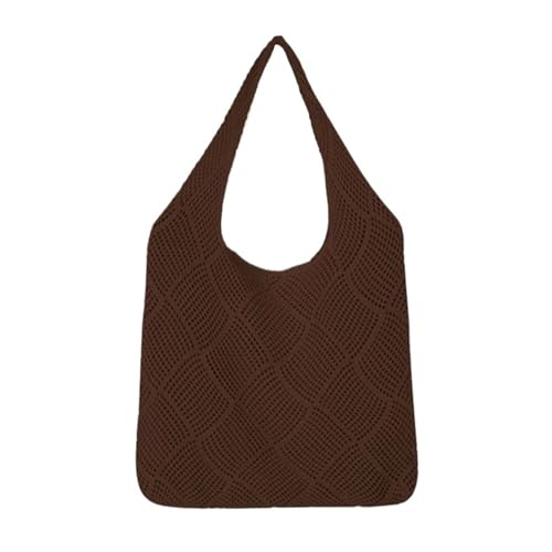 MKEMQXBEP Häkeltaschen for Damen, Sommer-Strandtasche(COFFEE 1PC) von MKEMQXBEP
