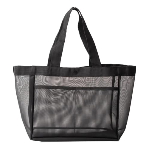 MKEMQXBEP Hohle, große Kapazität Make-up-Aufbewahrungstasche aus Netzstoff, Umhängetasche, Reisetasche, transparente Strandtaschen(Zipper 1PC) von MKEMQXBEP