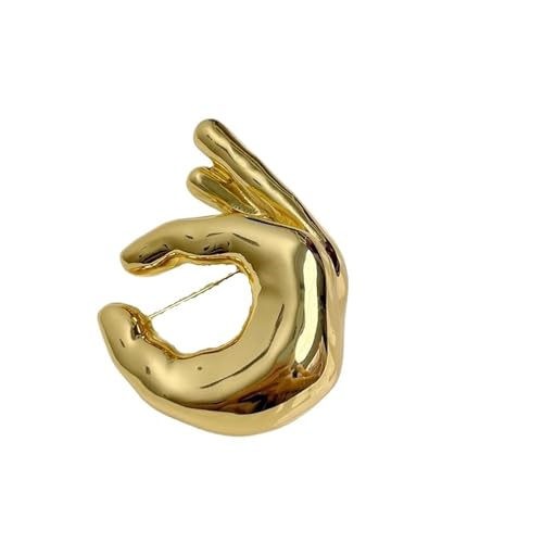 MKEMQXBEP Legierung OK Geste Brosche Schmuck Zubehör Metall glänzend Kleidung Pin(Gold 1PC) von MKEMQXBEP