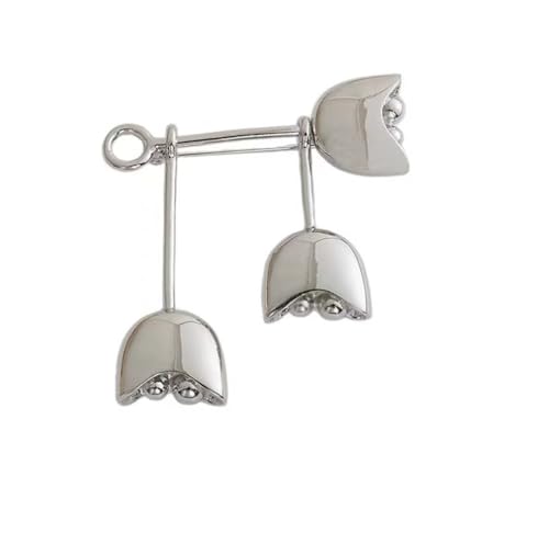 MKEMQXBEP Metallglocke Orchideenblumenbrosche Weibliche Exquisite Pin Mode-Accessoires(Silver 1PC) von MKEMQXBEP