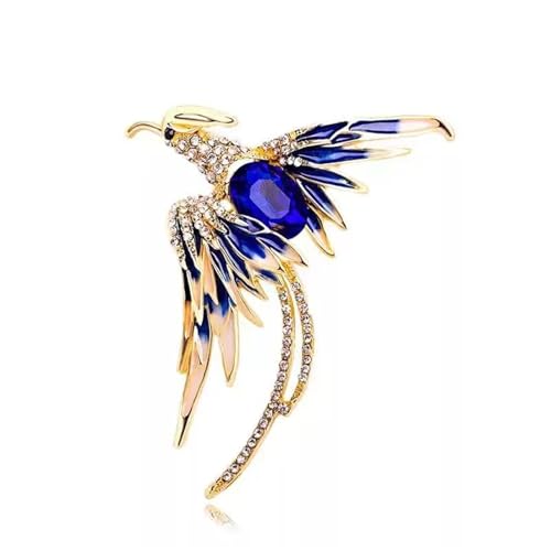 MKEMQXBEP Modische Strass-Phönix-Brosche mit langem Schwanz, exquisites Accessoire for Kleidung und Taschen(Blue 1PC) von MKEMQXBEP