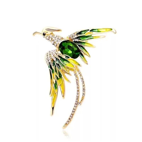 MKEMQXBEP Modische Strass-Phönix-Brosche mit langem Schwanz, exquisites Accessoire for Kleidung und Taschen(Green 1PC) von MKEMQXBEP