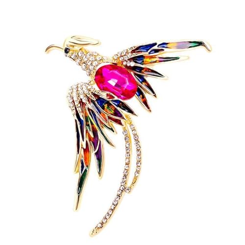 MKEMQXBEP Modische Strass-Phönix-Brosche mit langem Schwanz, exquisites Accessoire for Kleidung und Taschen(PINK 1PC) von MKEMQXBEP