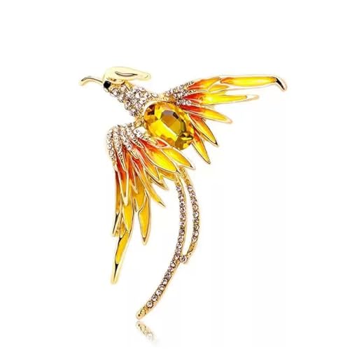 MKEMQXBEP Modische Strass-Phönix-Brosche mit langem Schwanz, exquisites Accessoire for Kleidung und Taschen(Yellow 1PC) von MKEMQXBEP