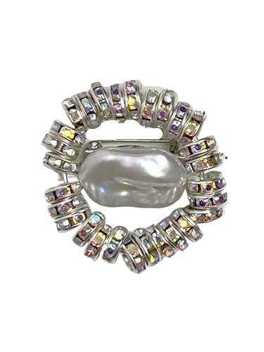 MKEMQXBEP Norwegische Nischen-Diamant-Perlen-Brosche, Luxus-Temperament-Anzug, Mantel-Brosche(Silver Oval 1pc) von MKEMQXBEP
